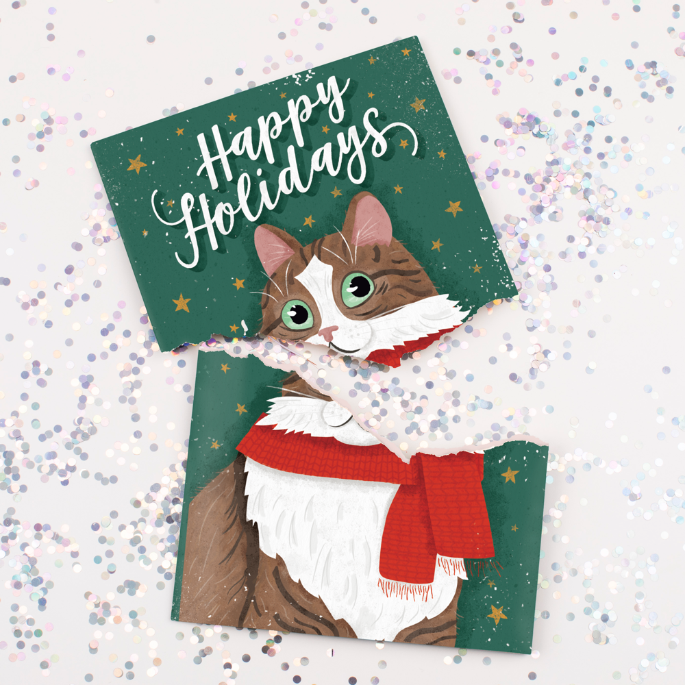 Endless Musical Greeting Card Happy Holidays With Glitter Bomb