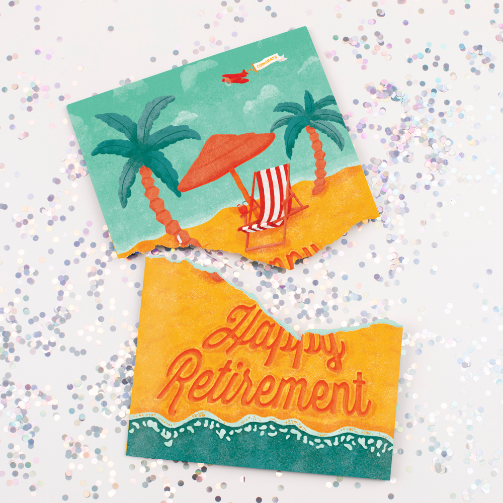 Endless Musical Greeting Card Retirement Card With Glitter Bomb