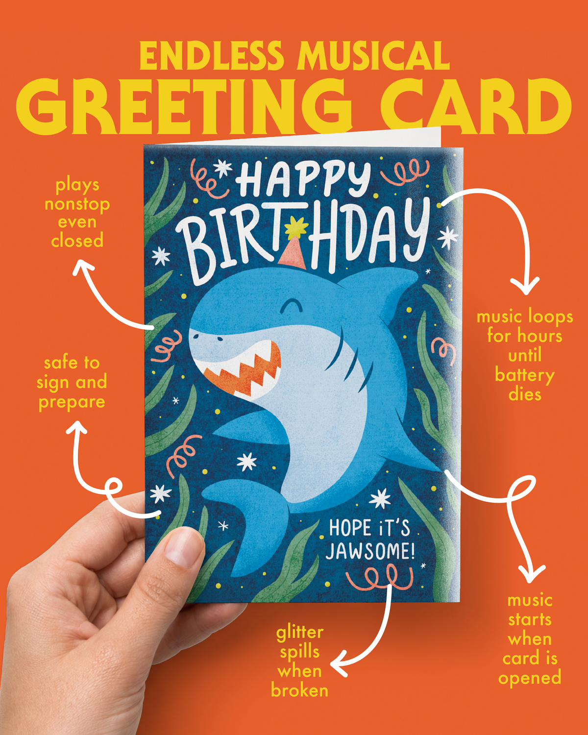 Baby Shark Endless Birthday Prank Card – how it works