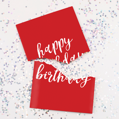 Endless birthday prank card, red design, with glitter bomb – image 2