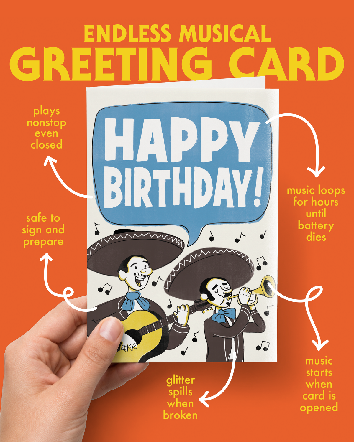Mariachi Endless Birthday Prank Card – how it works