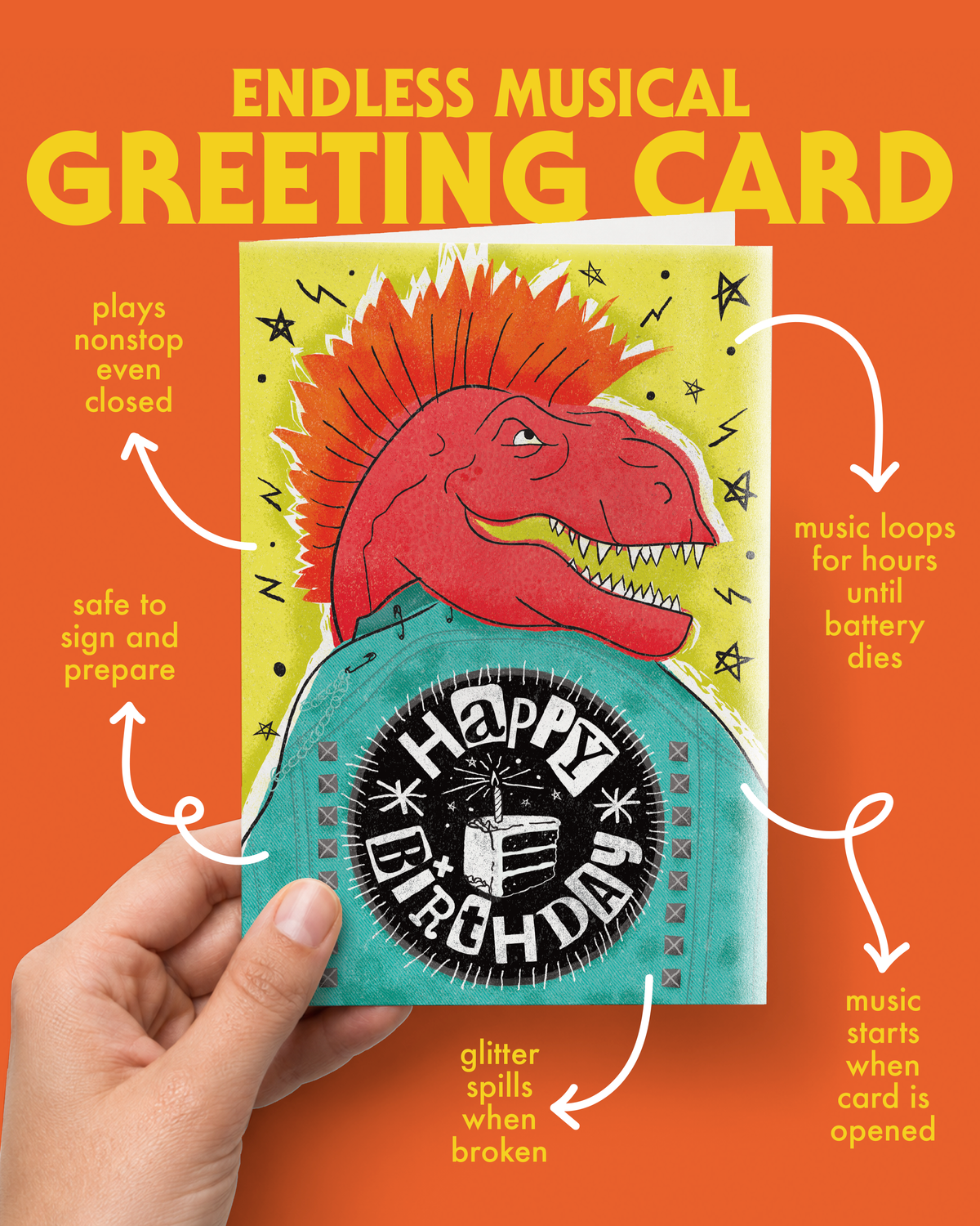 Punk Rock Endless Birthday Prank Card – how it works