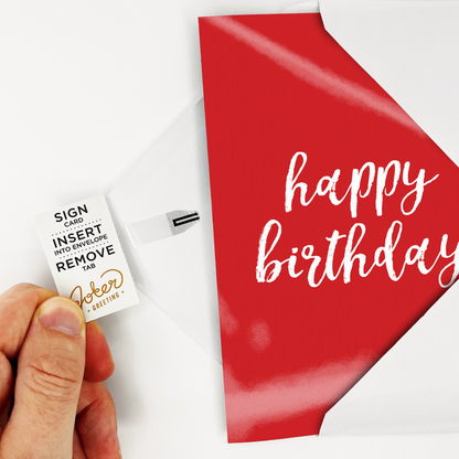 Endless birthday prank card, red design, with glitter bomb – image 4