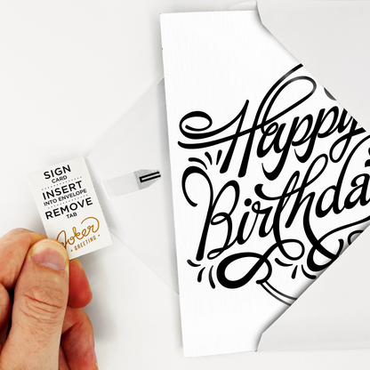 Endless birthday prank card, white design, with glitter bomb – image 4