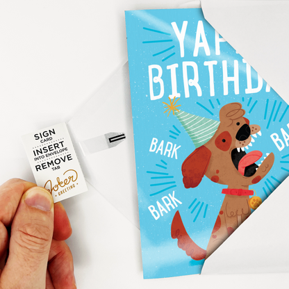 Barking dog endless birthday prank card with glitter bomb – image 5