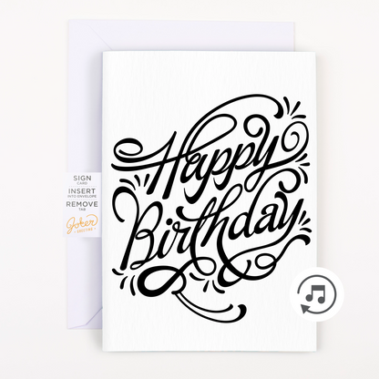 Endless birthday prank card, white design, with glitter bomb – image 1
