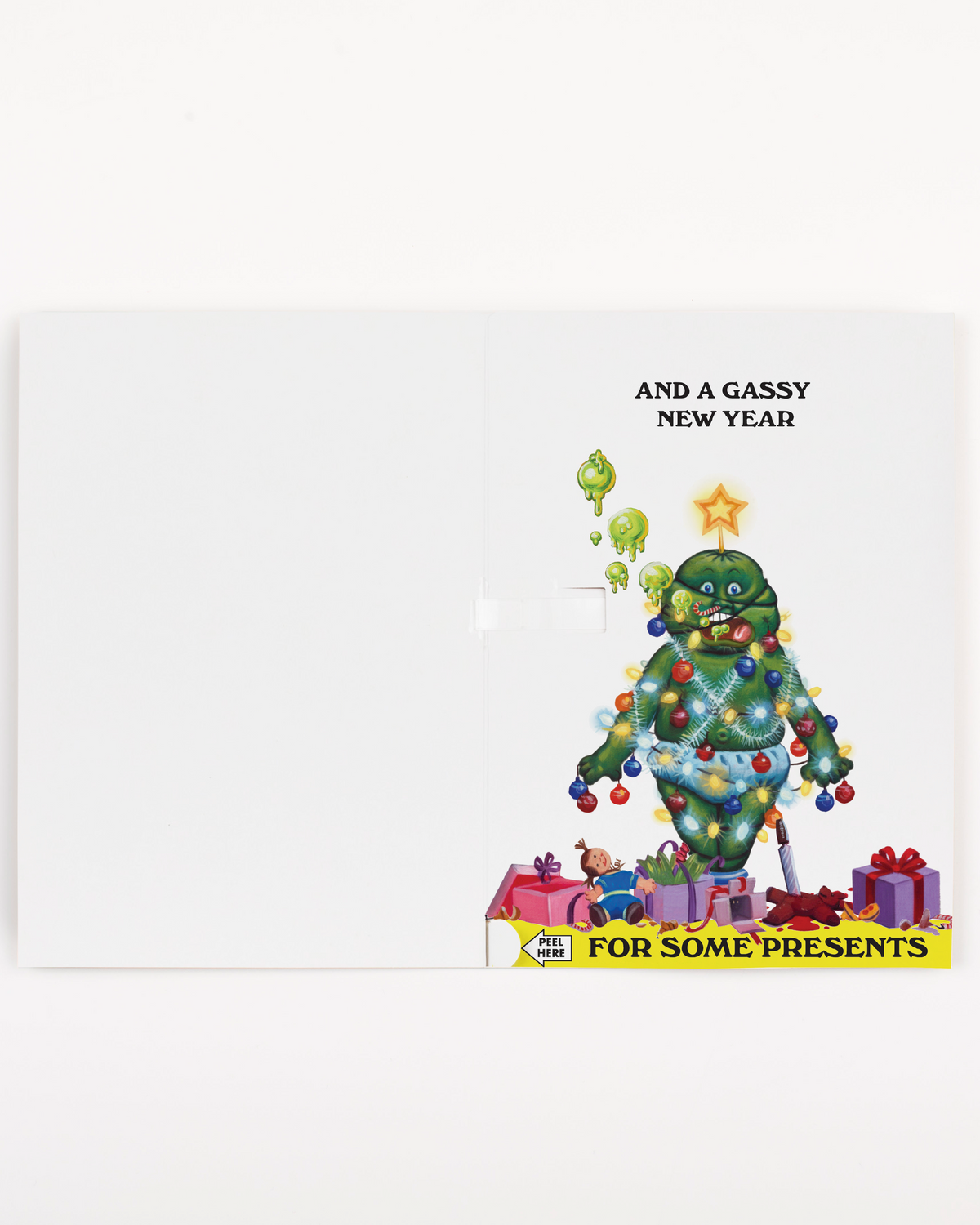 Merry Burpmas Garbage Pail Kids endless Christmas prank card with stickers and glitter – image 4