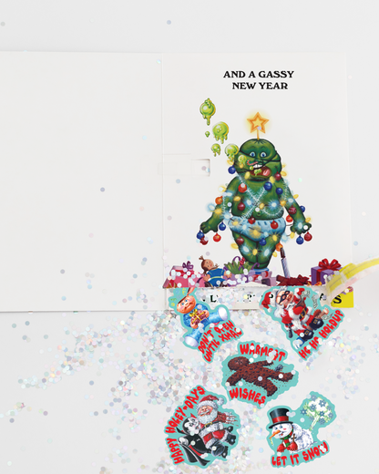 Merry Burpmas Garbage Pail Kids endless Christmas prank card with stickers and glitter – image 3