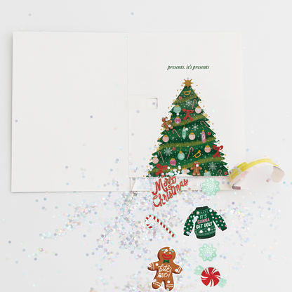 Carte de Noël musicale sans fin Pull Surprise avec paillettes et autocollants – image 2