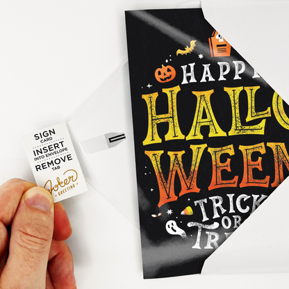 Carte d’Halloween musicale sans fin Pull Surprise avec paillettes et autocollants – image 3