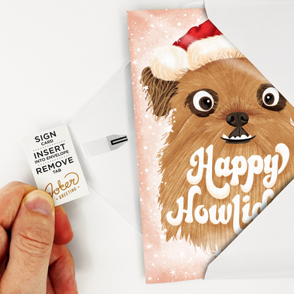 Carte de Noël farce sans fin Deck the Halls à chien qui jappe, avec paillettes – image 5