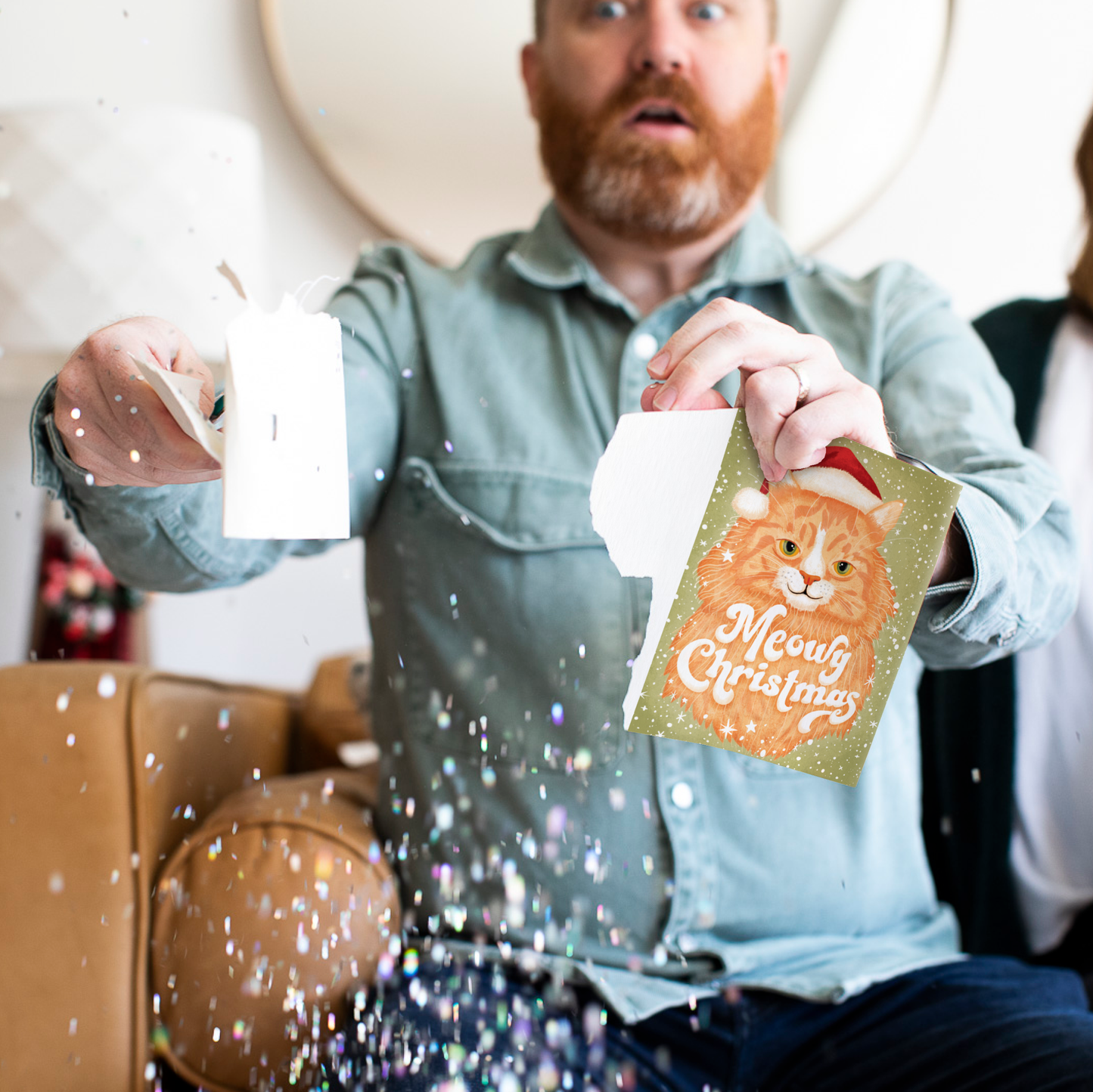 Endless Musical Greeting Card Meowy Christmas With Glitter Bomb