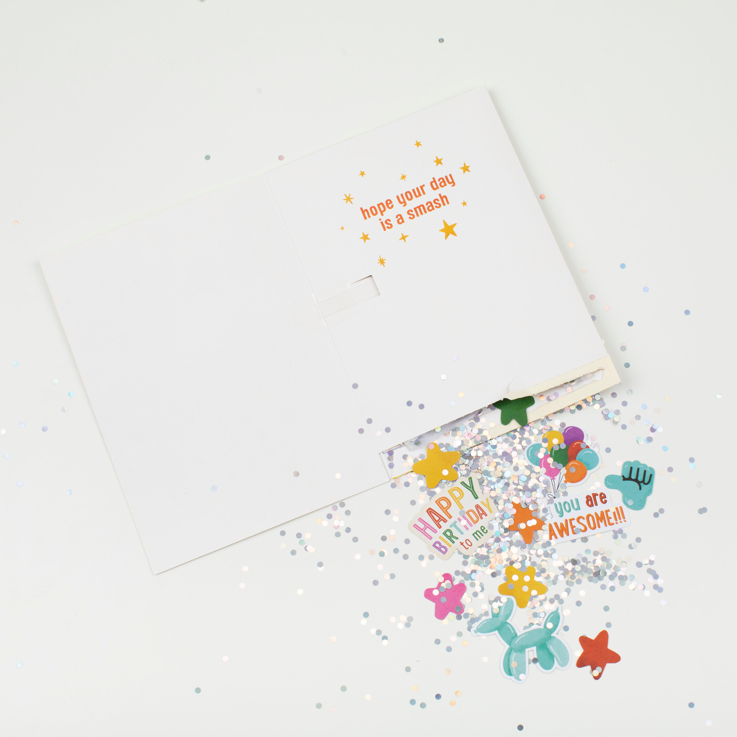 Endless Musical Greeting Card Piñata Birthday With Stickers and Glitter Bomb
