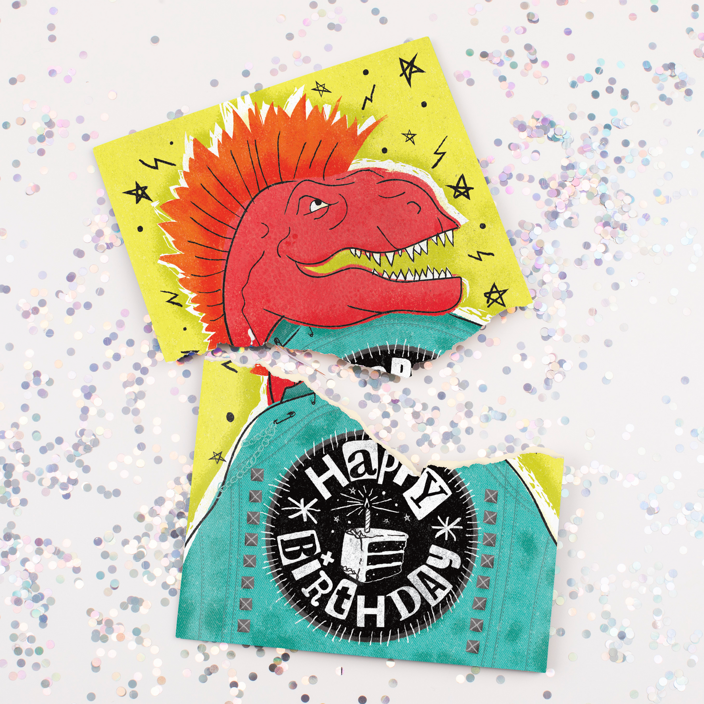 Endless Musical Greeting Card Punk Rock Birthday with Glitter Bomb