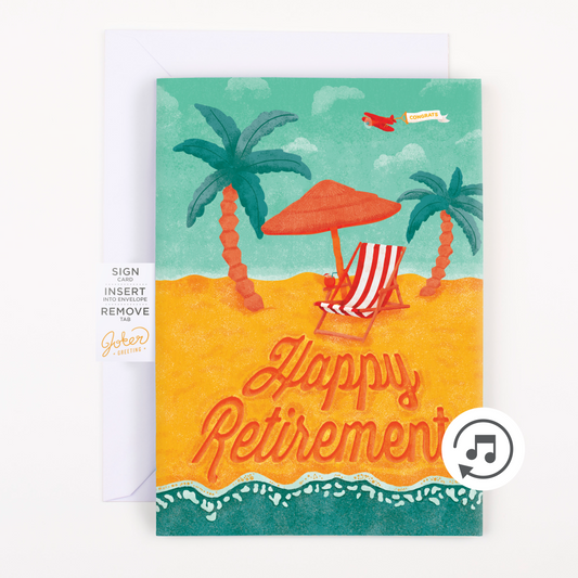 Endless Musical Greeting Card Retirement Card With Glitter Bomb
