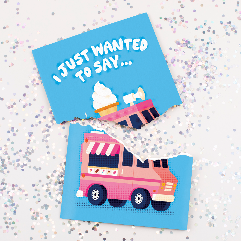 Endless Musical Greeting Card Thank You Ice Cream Truck with Glitter Bomb
