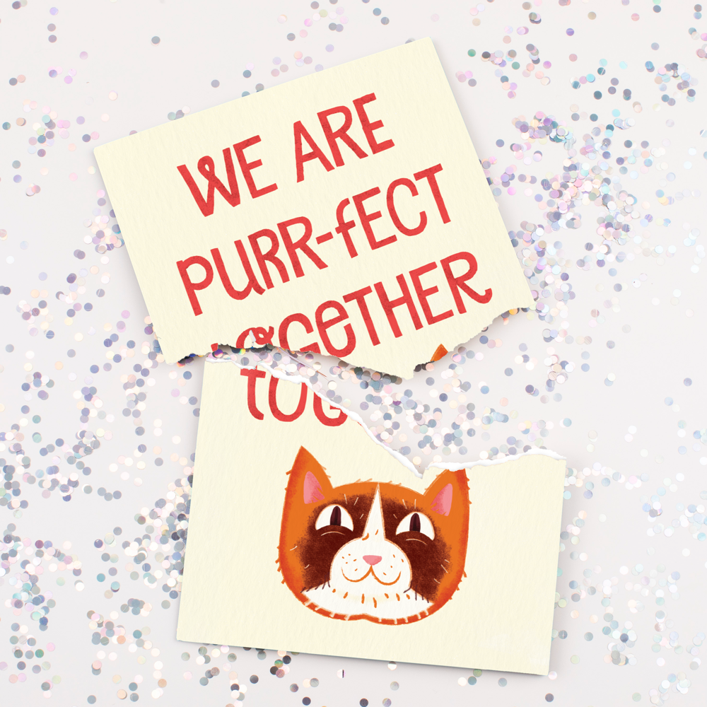 Endless Musical Greeting Card Meowy Valentines With Glitter Bomb