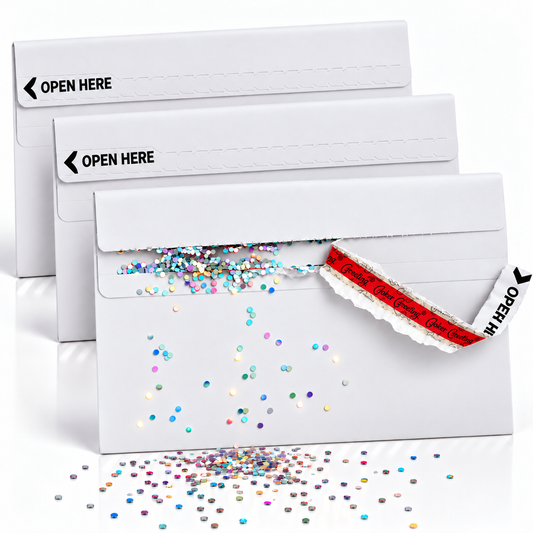 White glitter bomb trap prank envelopes, 3-pack – image 1