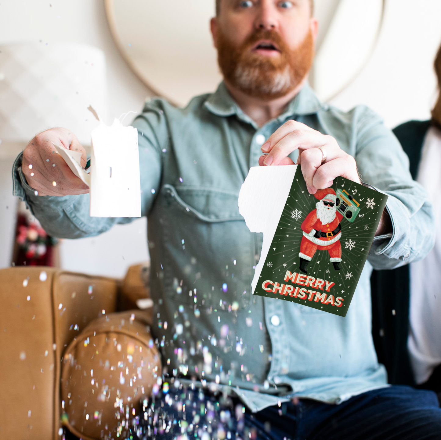 Endless Musical Greeting Card Never Gonna Give you Up Christmas With Glitter Bomb