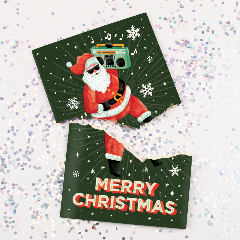 Endless Musical Greeting Card Never Gonna Give you Up Christmas With Glitter Bomb