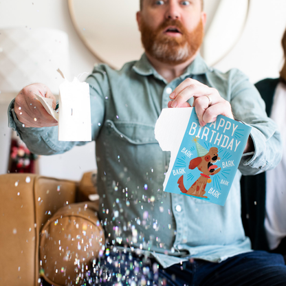 Barking dog endless birthday prank card with glitter bomb – image 4