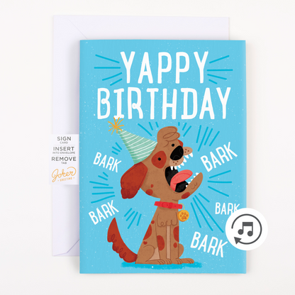Barking dog endless birthday prank card with glitter bomb – image 1