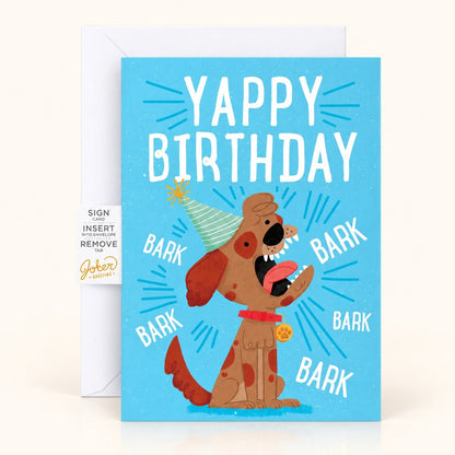 Carte de fête farce sans fin à chien qui jappe, avec Glitter Bomb