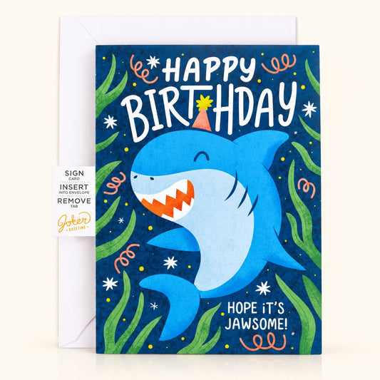 Carte de fête farce sans fin Baby Shark avec Glitter Bomb