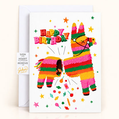 Carte de fête farce sans fin Piñata avec autocollants et Glitter Bomb