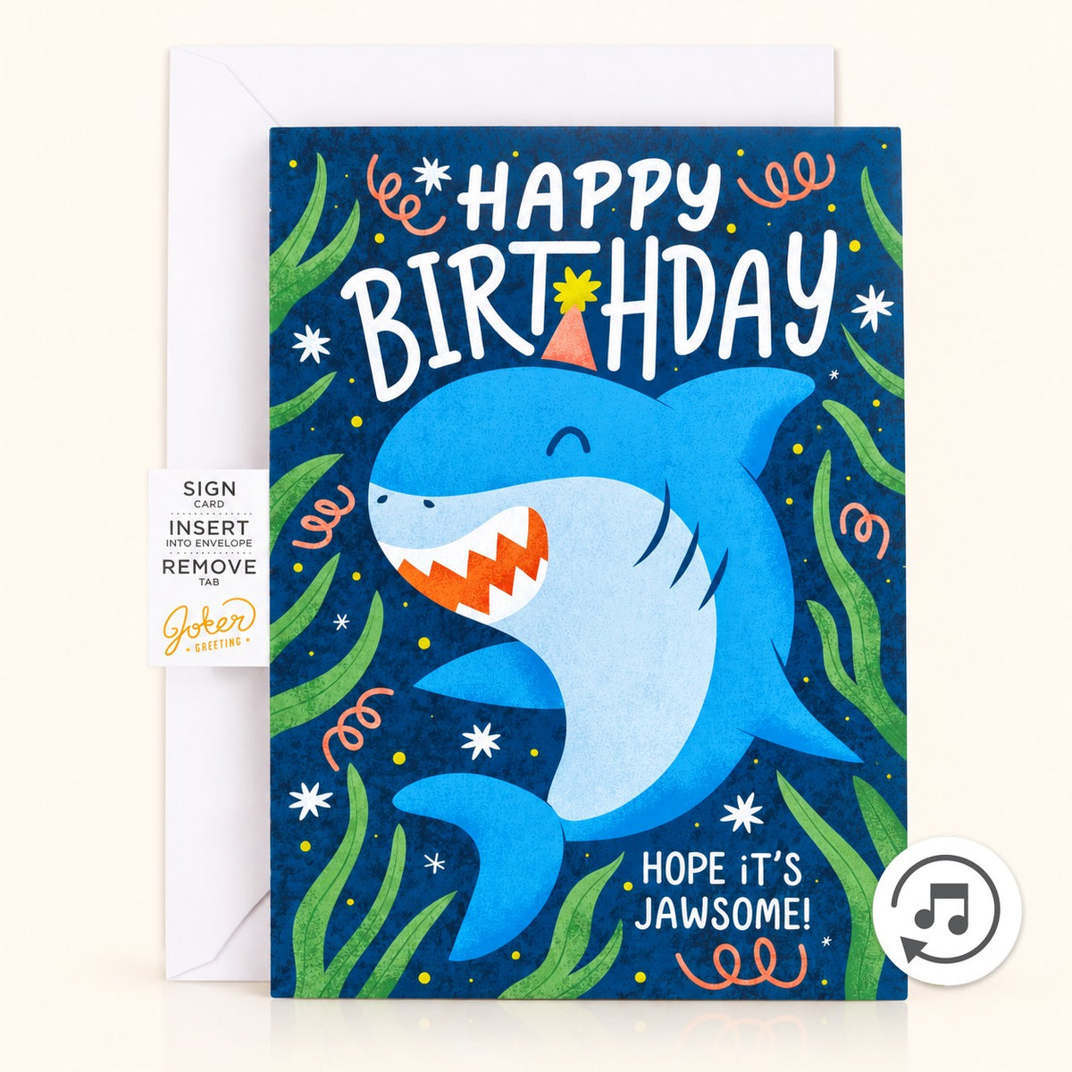 Carte de fête farce sans fin Baby Shark avec Glitter Bomb
