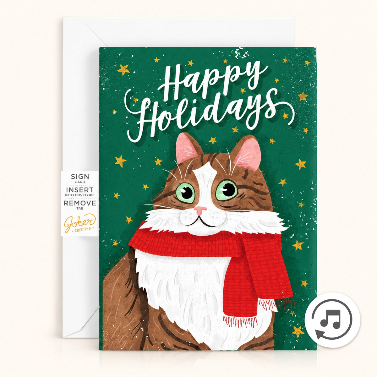 Carte des Fêtes musicale farce sans fin Happy Holidays avec Glitter Bomb