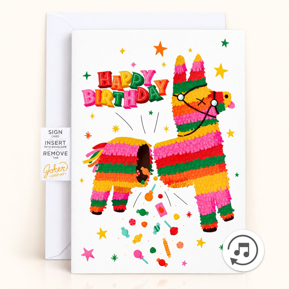 Carte de fête farce sans fin Piñata avec autocollants et Glitter Bomb