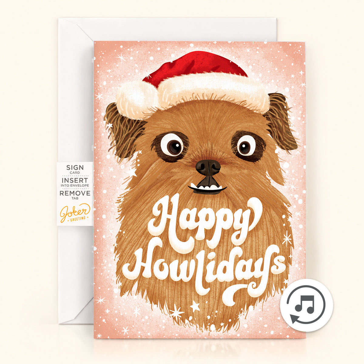 Carte de Noël musicale farce sans fin à chien qui jappe, avec Glitter Bomb