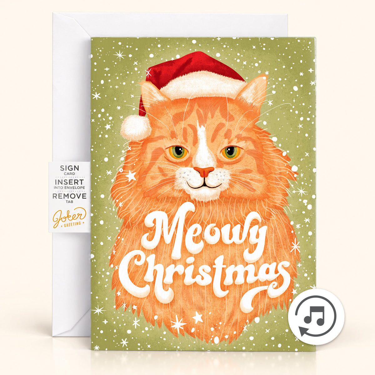 Carte de Noël musicale farce sans fin Meowy Christmas avec Glitter Bomb