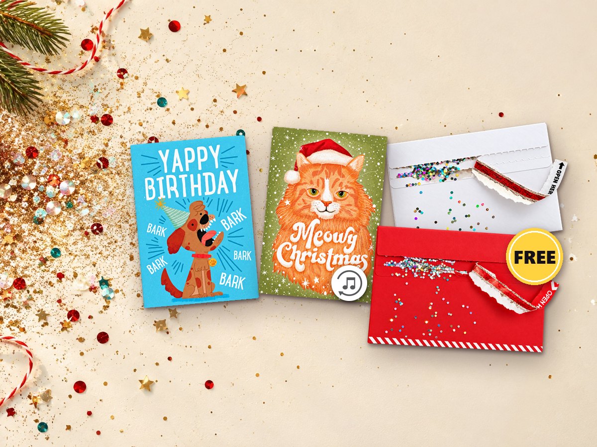 Joker Greeting endless cards plus a free red or white glitter bomb envelope