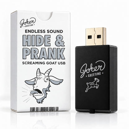 Farce USB chèvre qui crie : la boîte et la clé USB noire