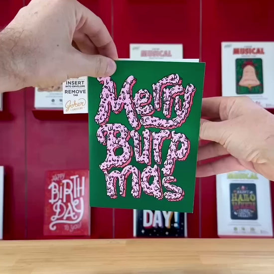 Merry Burpmas Garbage Pail Kids Endless Christmas Prank Card with Stickers & Glitter Bomb – video: watch it play
